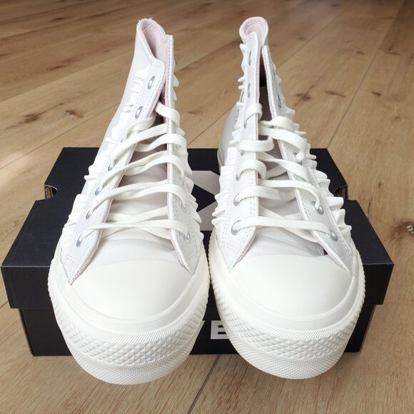 Converse CTAS LIFT HI Ruffle Platform High Top White Leather Womens A13388C New - Picture 4 of 12